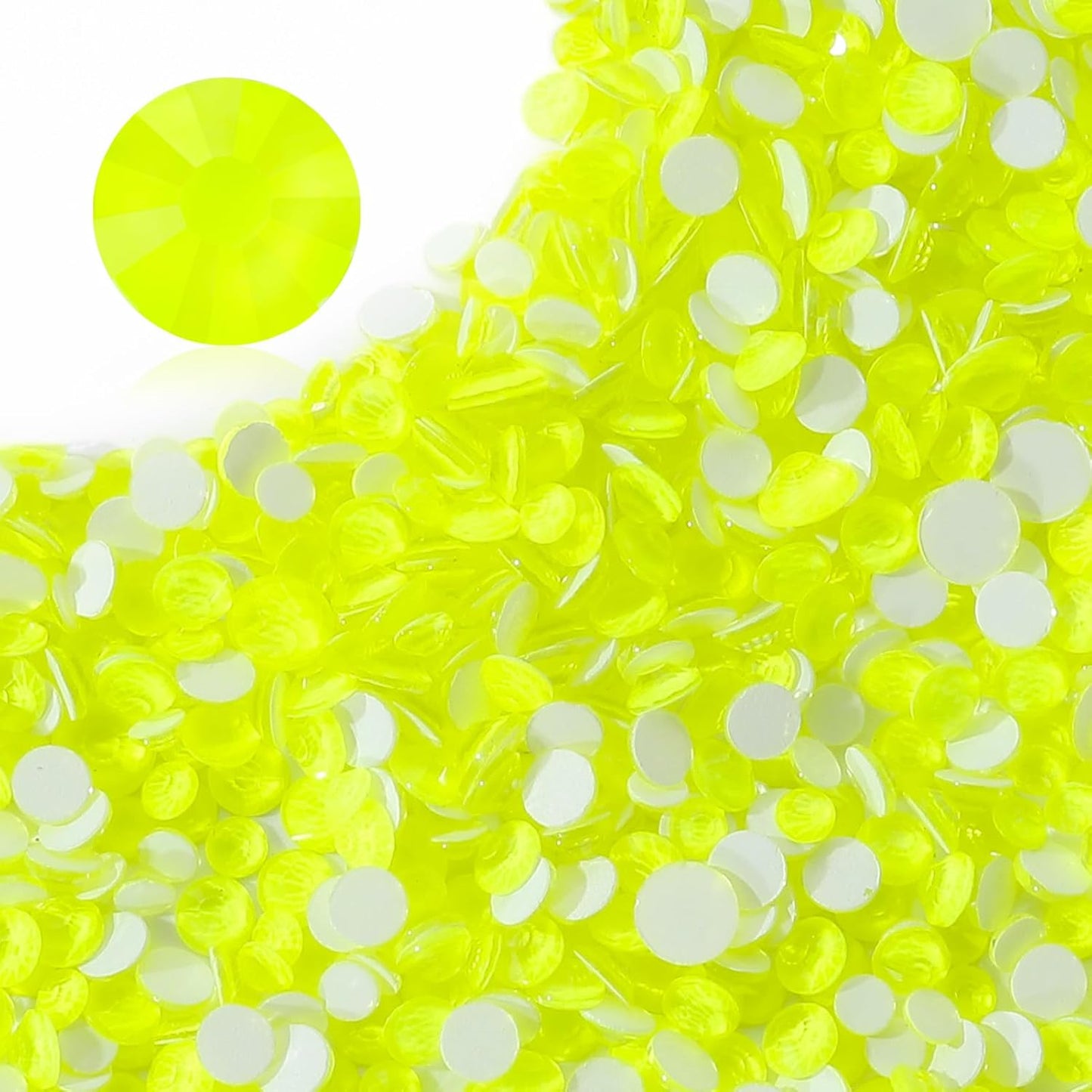 Neon Yellow Flatback Rhinestones, Glass Rhinestones for Nail Art and Craft, Glue Fix, Loose Crystal Gemstones(Neon Yellow, SS16, 1440pcs, 3.8-4.0mm)