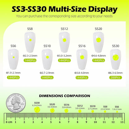 Neon Yellow Flatback Rhinestones, Glass Rhinestones for Nail Art and Craft, Glue Fix, Loose Crystal Gemstones(Neon Yellow, SS16, 1440pcs, 3.8-4.0mm)
