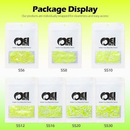 Neon Yellow Flatback Rhinestones, Glass Rhinestones for Nail Art and Craft, Glue Fix, Loose Crystal Gemstones(Neon Yellow, SS16, 1440pcs, 3.8-4.0mm)