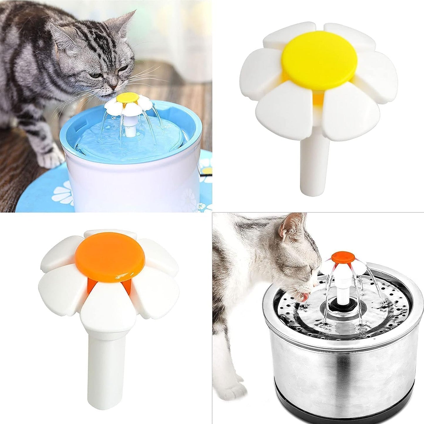 4 Pcs Pet Water Fountain Nozzle Replacement Yellow Flower for Head Cat Fountains for Cat Fountain Automatic Drinking Water Dispenser pet Water Fountain Attachment for Cats, Dogs, Multiple Pets