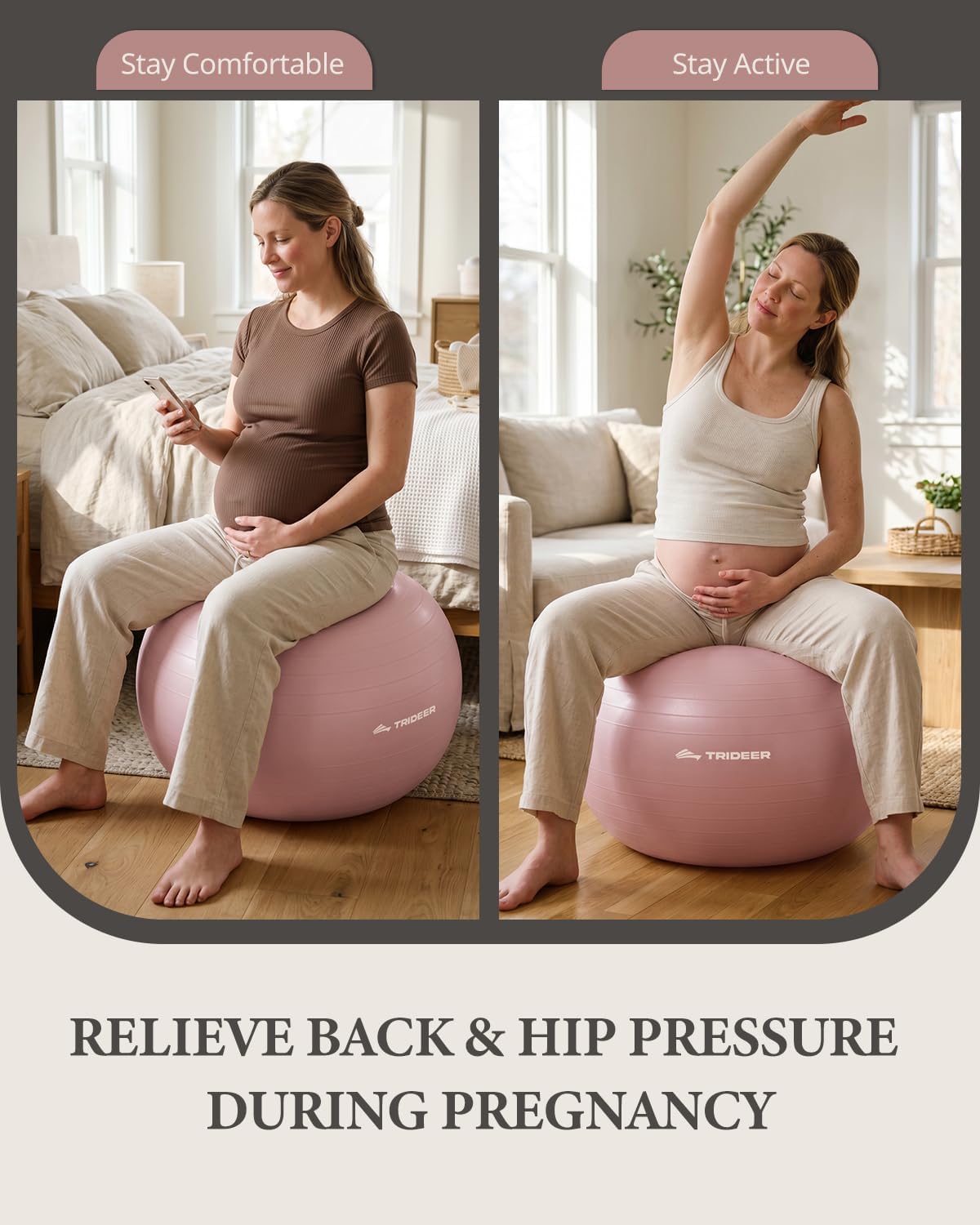 Exercise Ball, Stability Yoga Ball for Physical Therapy, Active Sitting, Pregnancy & Birth Labor Prep, Core Strength, Balance Training, Posture Improvement and Daily Stretching, 55/65/75cm