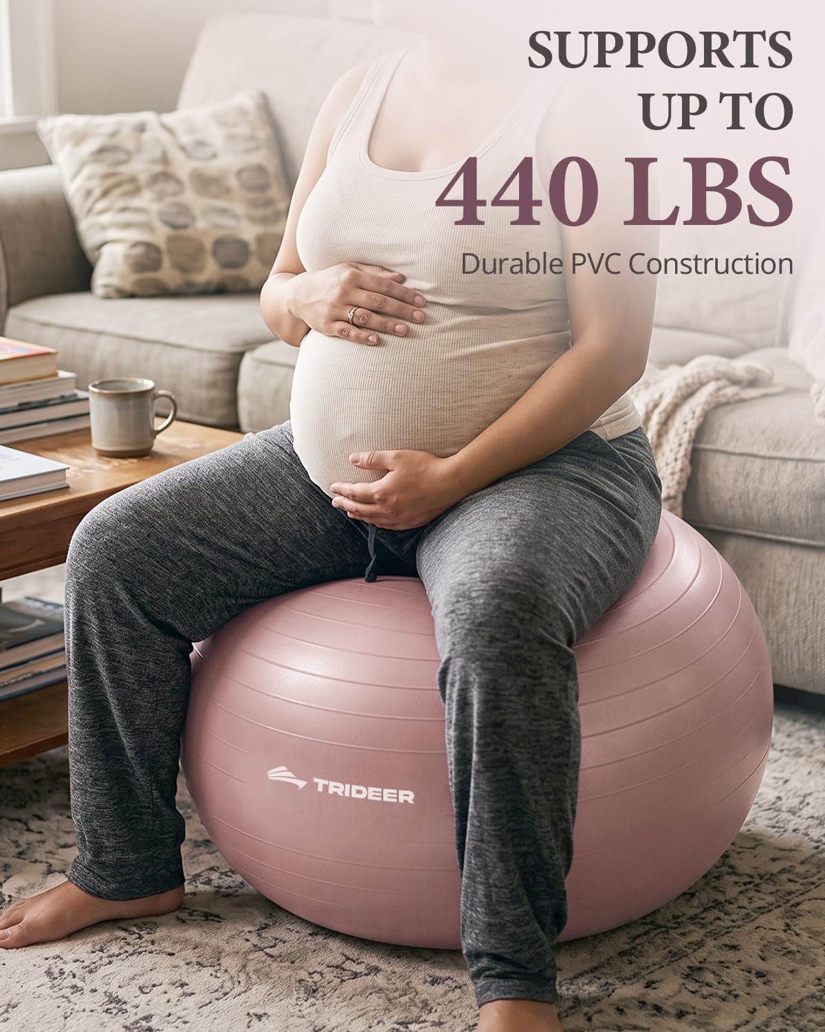 Exercise Ball, Stability Yoga Ball for Physical Therapy, Active Sitting, Pregnancy & Birth Labor Prep, Core Strength, Balance Training, Posture Improvement and Daily Stretching, 55/65/75cm