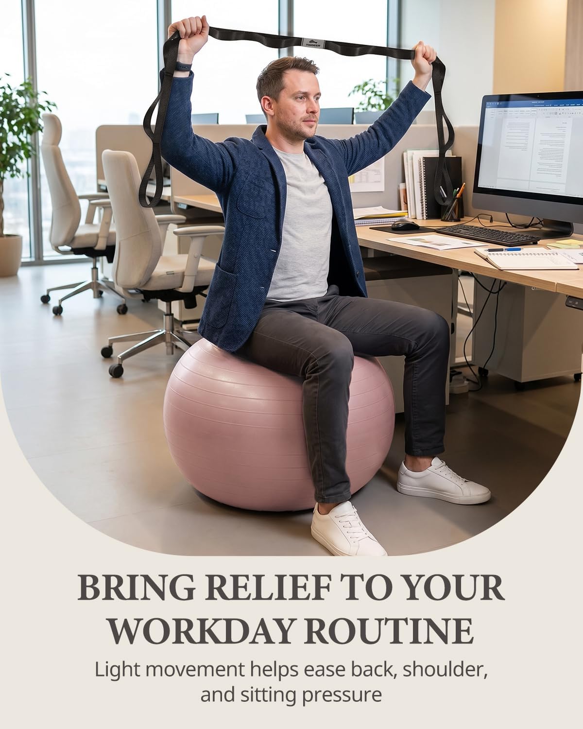 Exercise Ball, Stability Yoga Ball for Physical Therapy, Active Sitting, Pregnancy & Birth Labor Prep, Core Strength, Balance Training, Posture Improvement and Daily Stretching, 55/65/75cm