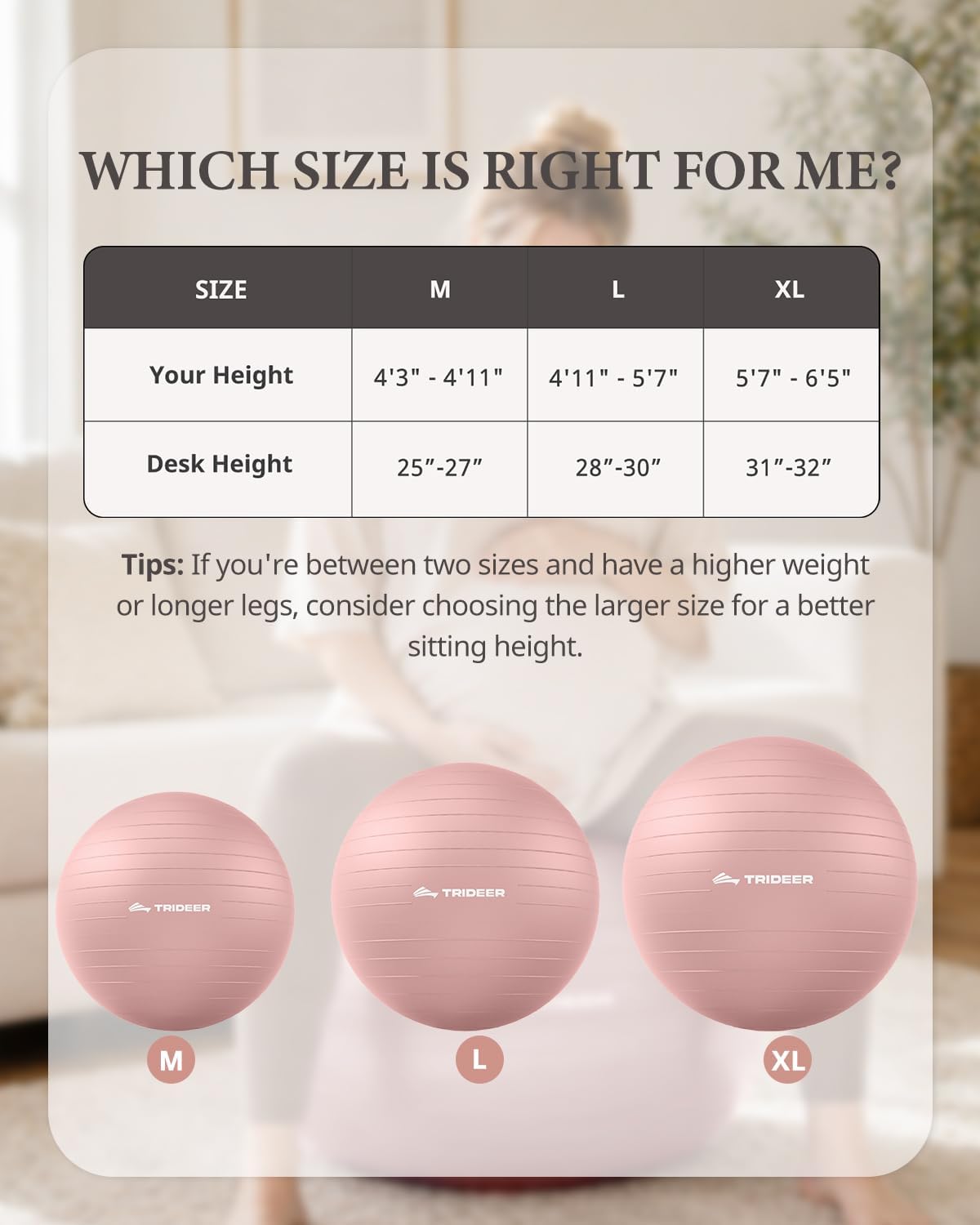 Exercise Ball, Stability Yoga Ball for Physical Therapy, Active Sitting, Pregnancy & Birth Labor Prep, Core Strength, Balance Training, Posture Improvement and Daily Stretching, 55/65/75cm
