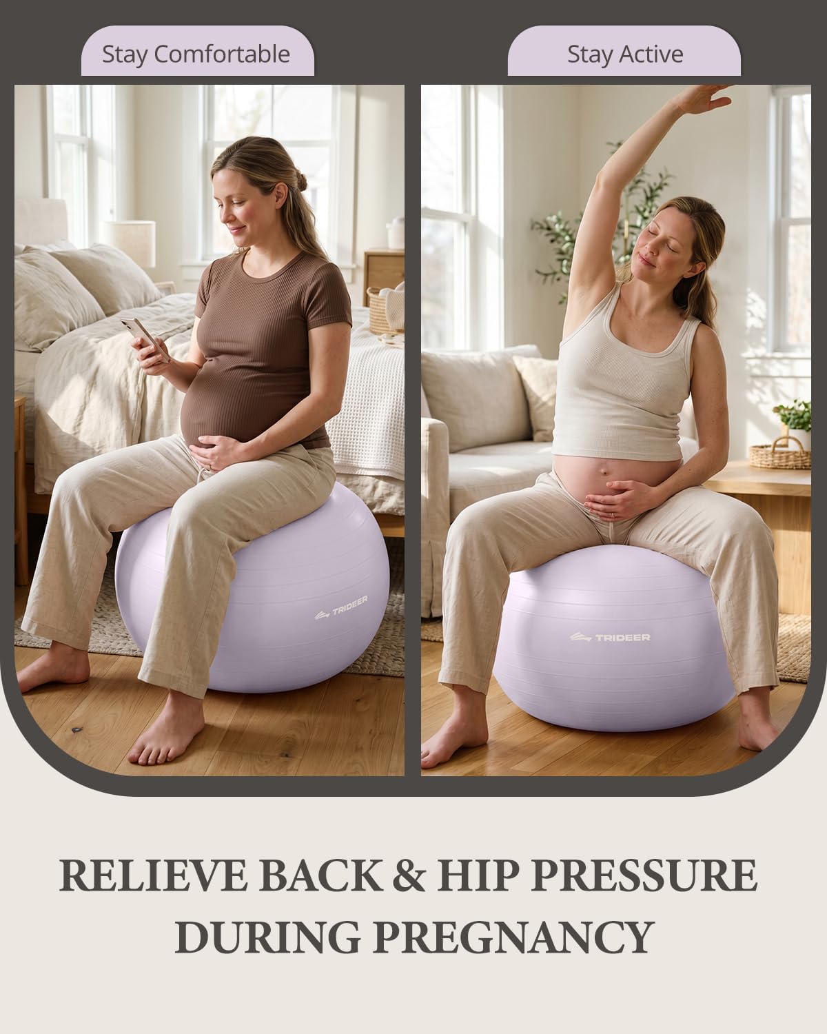 Exercise Ball, Stability Yoga Ball for Physical Therapy, Active Sitting, Pregnancy & Birth Labor Prep, Core Strength, Balance Training, Posture Improvement and Daily Stretching, 55/65/75cm