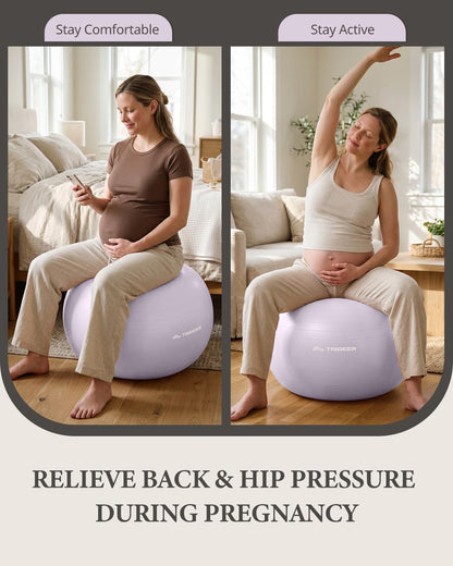 Exercise Ball, Stability Yoga Ball for Physical Therapy, Active Sitting, Pregnancy & Birth Labor Prep, Core Strength, Balance Training, Posture Improvement and Daily Stretching, 55/65/75cm