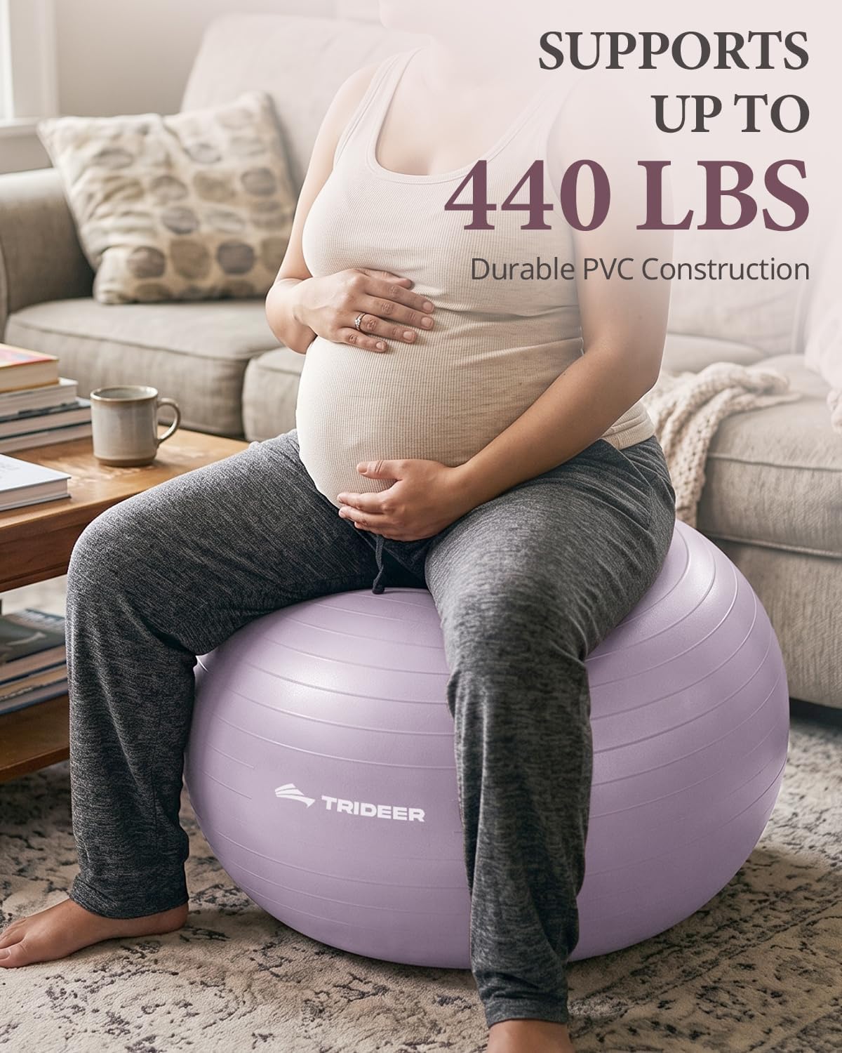 Exercise Ball, Stability Yoga Ball for Physical Therapy, Active Sitting, Pregnancy & Birth Labor Prep, Core Strength, Balance Training, Posture Improvement and Daily Stretching, 55/65/75cm