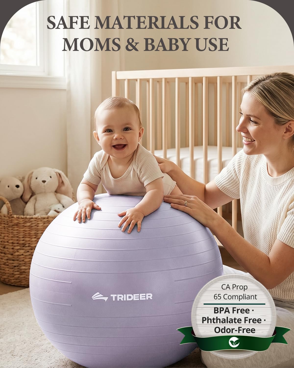 Exercise Ball, Stability Yoga Ball for Physical Therapy, Active Sitting, Pregnancy & Birth Labor Prep, Core Strength, Balance Training, Posture Improvement and Daily Stretching, 55/65/75cm