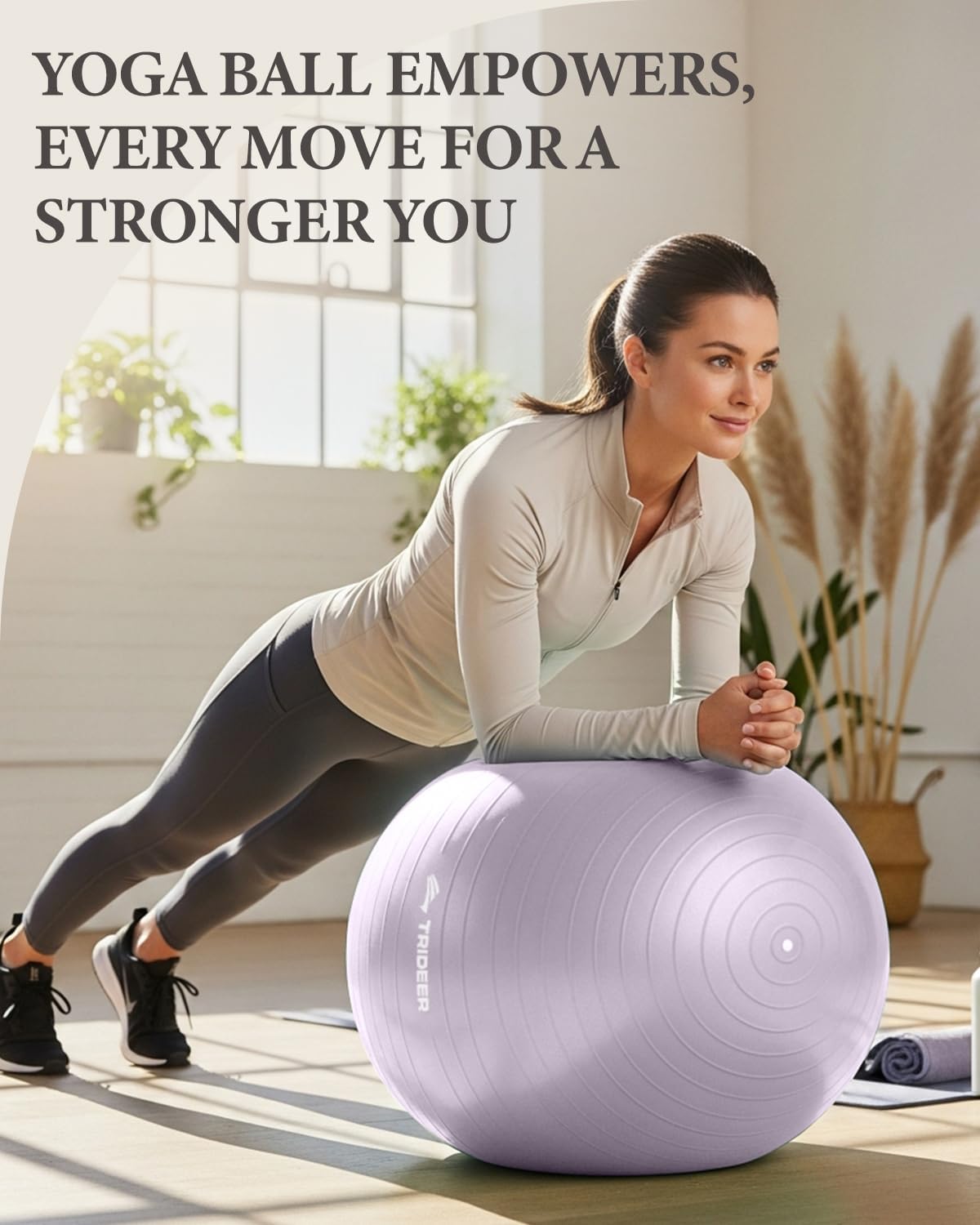 Exercise Ball, Stability Yoga Ball for Physical Therapy, Active Sitting, Pregnancy & Birth Labor Prep, Core Strength, Balance Training, Posture Improvement and Daily Stretching, 55/65/75cm