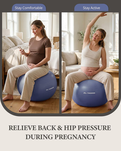 Exercise Ball, Stability Yoga Ball for Physical Therapy, Active Sitting, Pregnancy & Birth Labor Prep, Core Strength, Balance Training, Posture Improvement and Daily Stretching, 55/65/75cm