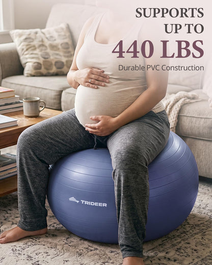 Exercise Ball, Stability Yoga Ball for Physical Therapy, Active Sitting, Pregnancy & Birth Labor Prep, Core Strength, Balance Training, Posture Improvement and Daily Stretching, 55/65/75cm