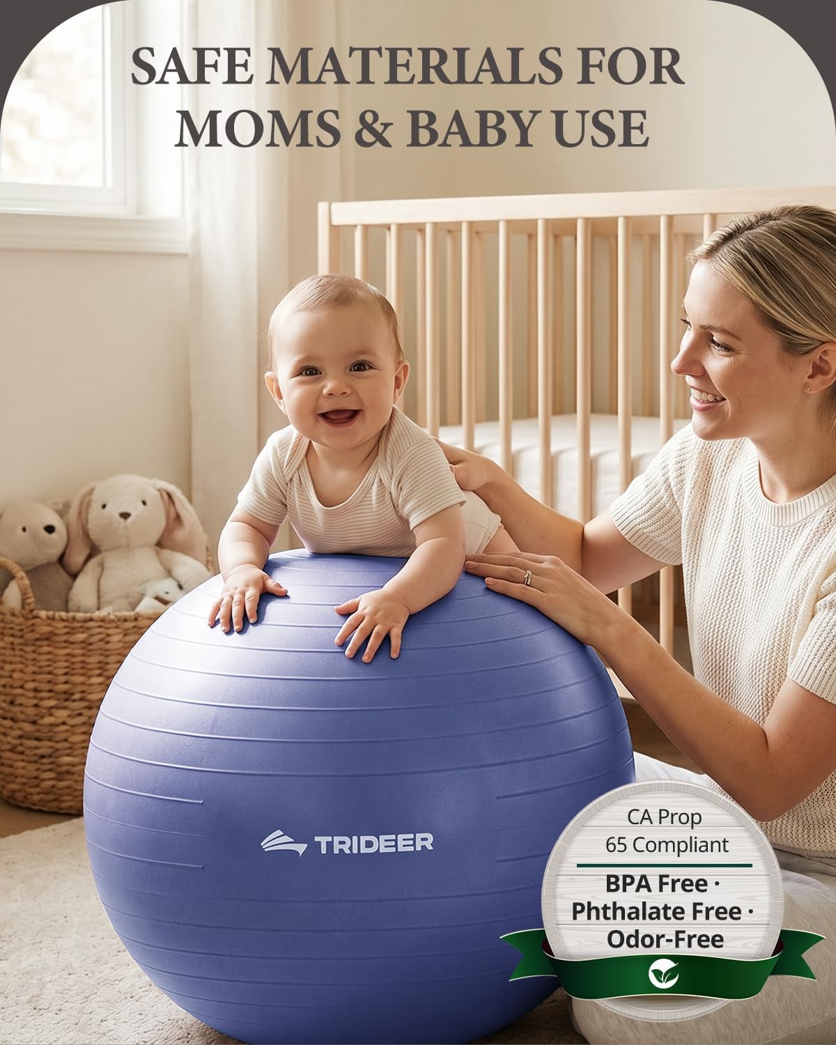 Exercise Ball, Stability Yoga Ball for Physical Therapy, Active Sitting, Pregnancy & Birth Labor Prep, Core Strength, Balance Training, Posture Improvement and Daily Stretching, 55/65/75cm