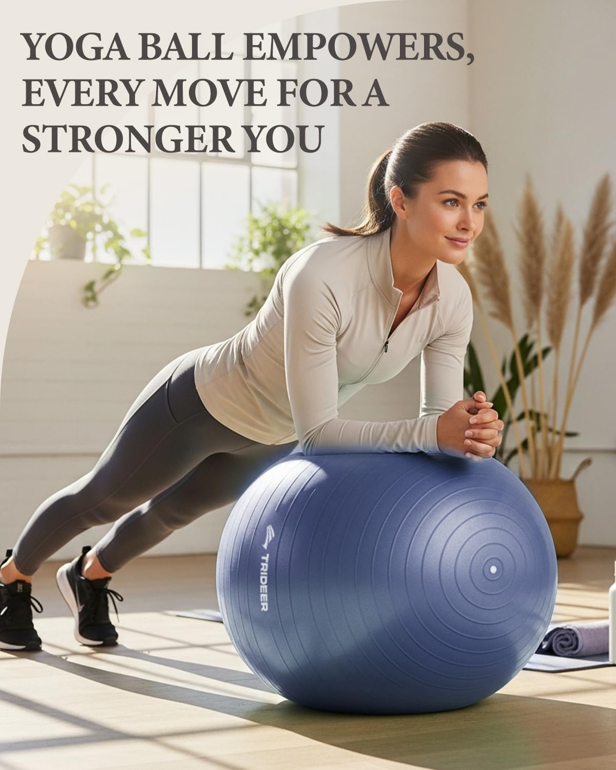 Exercise Ball, Stability Yoga Ball for Physical Therapy, Active Sitting, Pregnancy & Birth Labor Prep, Core Strength, Balance Training, Posture Improvement and Daily Stretching, 55/65/75cm