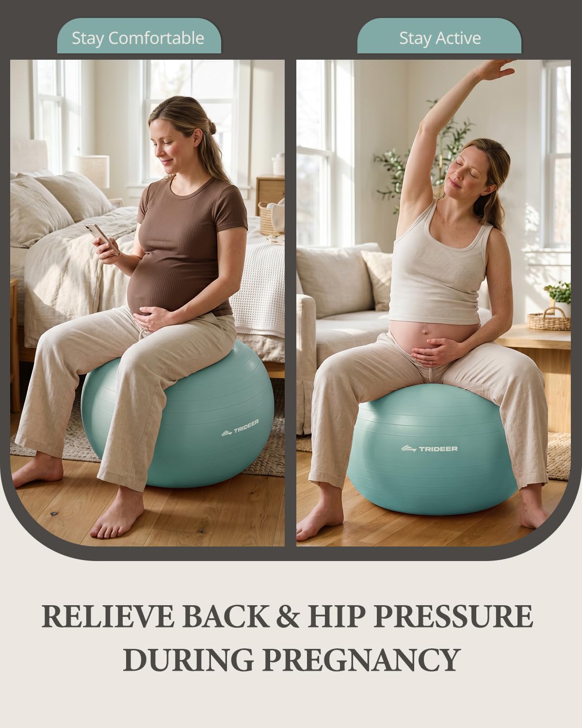 Exercise Ball, Stability Yoga Ball for Physical Therapy, Active Sitting, Pregnancy & Birth Labor Prep, Core Strength, Balance Training, Posture Improvement and Daily Stretching, 55/65/75cm