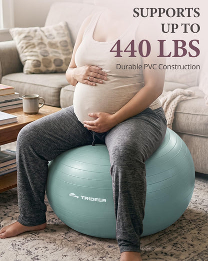 Exercise Ball, Stability Yoga Ball for Physical Therapy, Active Sitting, Pregnancy & Birth Labor Prep, Core Strength, Balance Training, Posture Improvement and Daily Stretching, 55/65/75cm