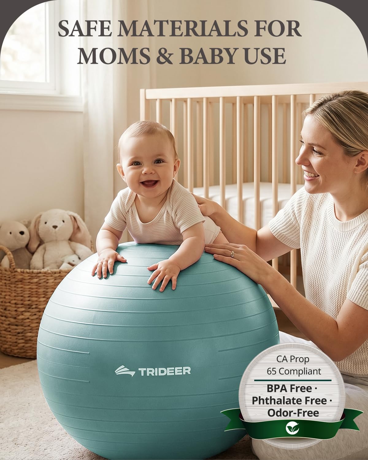 Exercise Ball, Stability Yoga Ball for Physical Therapy, Active Sitting, Pregnancy & Birth Labor Prep, Core Strength, Balance Training, Posture Improvement and Daily Stretching, 55/65/75cm