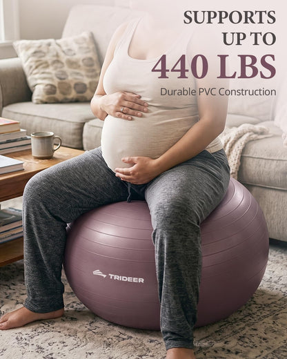 Exercise Ball, Stability Yoga Ball for Physical Therapy, Active Sitting, Pregnancy & Birth Labor Prep, Core Strength, Balance Training, Posture Improvement and Daily Stretching, 55/65/75cm