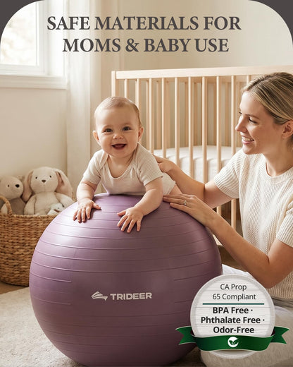 Exercise Ball, Stability Yoga Ball for Physical Therapy, Active Sitting, Pregnancy & Birth Labor Prep, Core Strength, Balance Training, Posture Improvement and Daily Stretching, 55/65/75cm