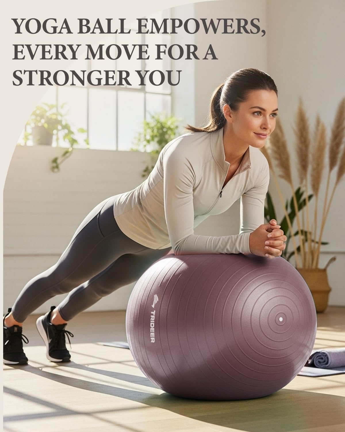 Exercise Ball, Stability Yoga Ball for Physical Therapy, Active Sitting, Pregnancy & Birth Labor Prep, Core Strength, Balance Training, Posture Improvement and Daily Stretching, 55/65/75cm
