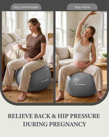 Exercise Ball, Stability Yoga Ball for Physical Therapy, Active Sitting, Pregnancy & Birth Labor Prep, Core Strength, Balance Training, Posture Improvement and Daily Stretching, 55/65/75cm