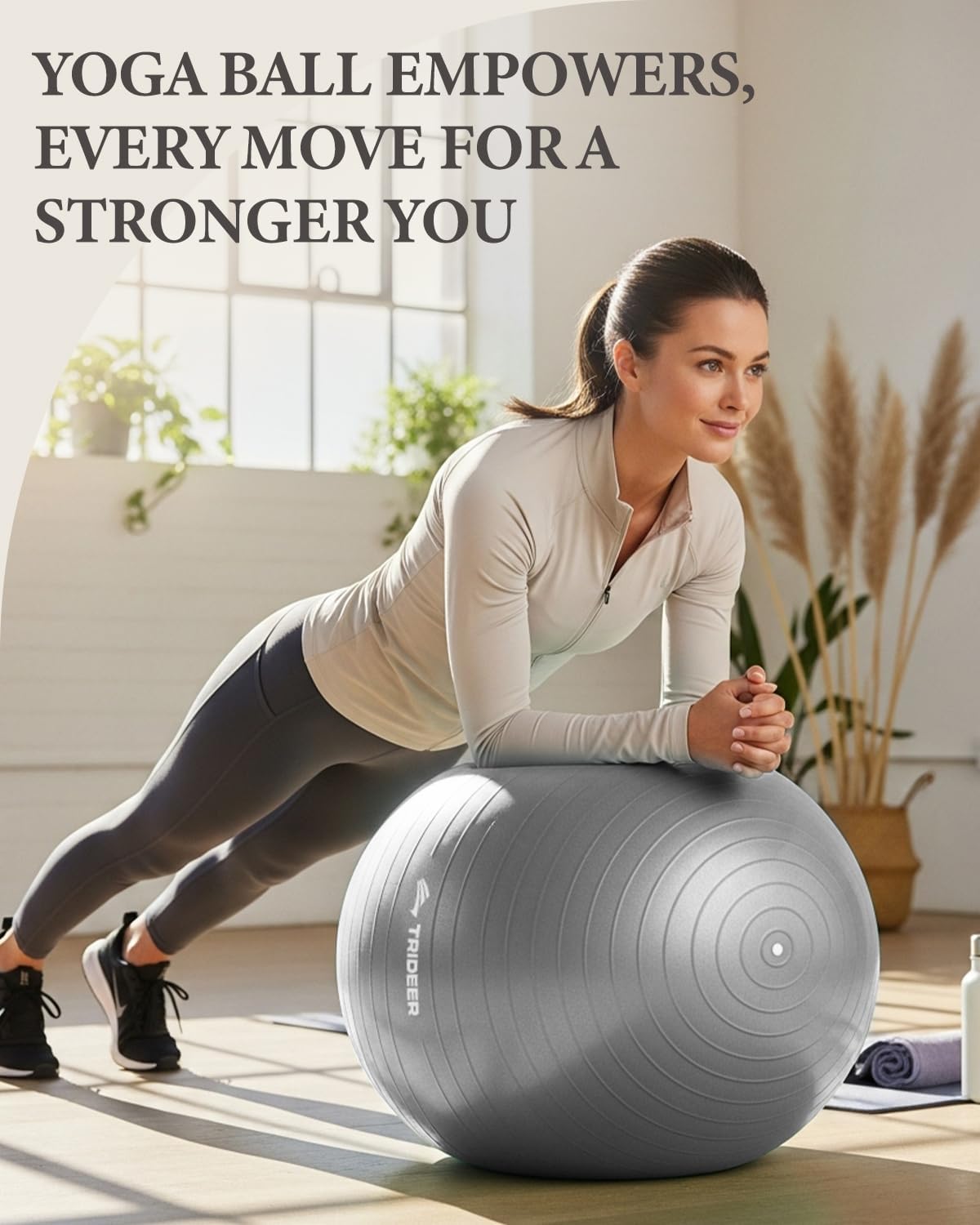 Exercise Ball, Stability Yoga Ball for Physical Therapy, Active Sitting, Pregnancy & Birth Labor Prep, Core Strength, Balance Training, Posture Improvement and Daily Stretching, 55/65/75cm