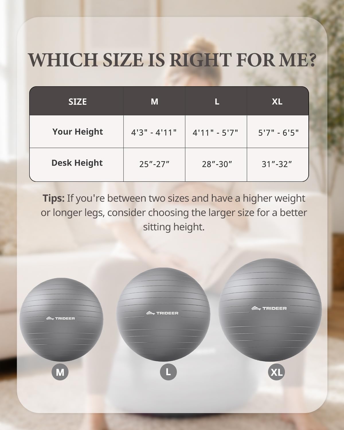 Exercise Ball, Stability Yoga Ball for Physical Therapy, Active Sitting, Pregnancy & Birth Labor Prep, Core Strength, Balance Training, Posture Improvement and Daily Stretching, 55/65/75cm