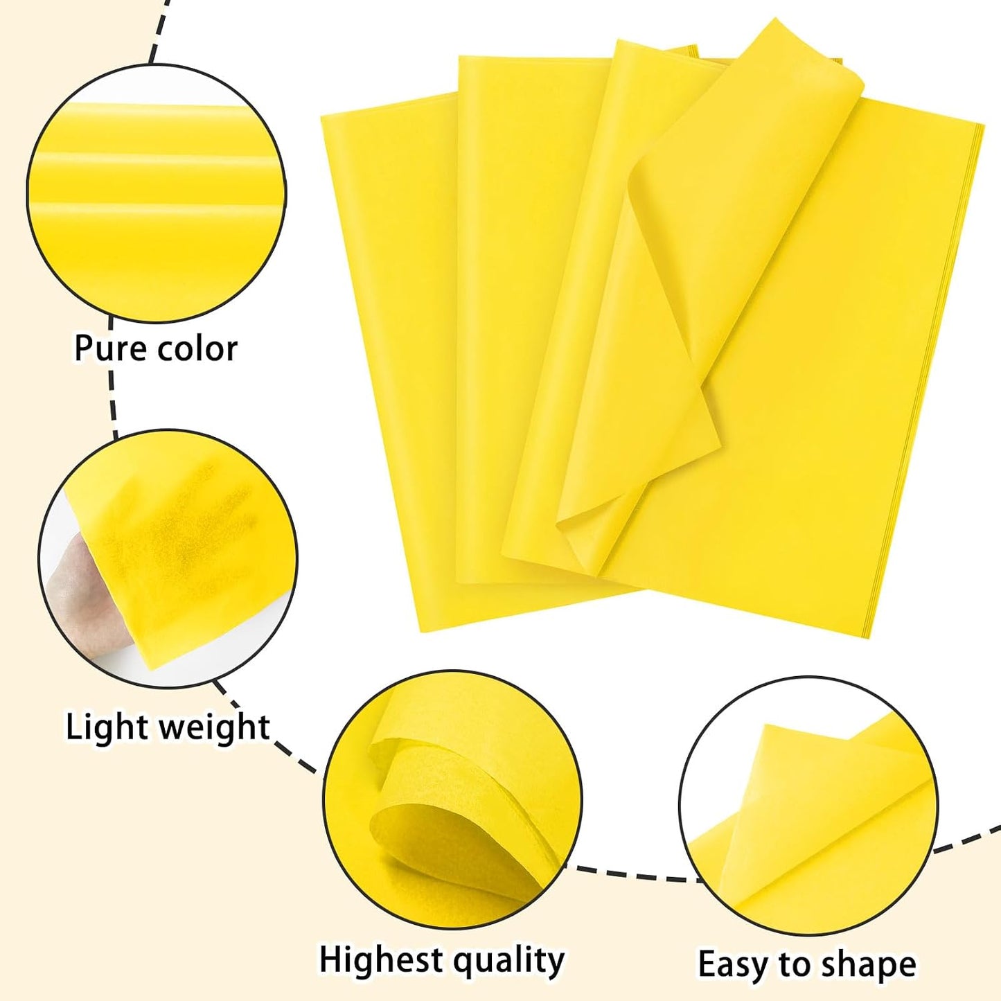 120 Sheets 20"X14" Yellow Tissue Paper for Gift Bags Wrapping, Art Tissue Paper Bulk for Weddings Birthday Party Crafts Decoration