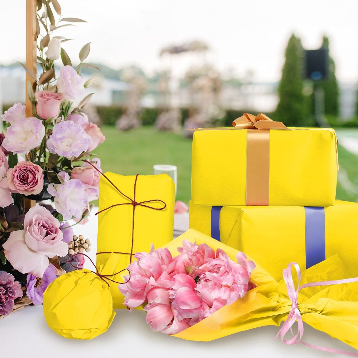 120 Sheets 20"X14" Yellow Tissue Paper for Gift Bags Wrapping, Art Tissue Paper Bulk for Weddings Birthday Party Crafts Decoration