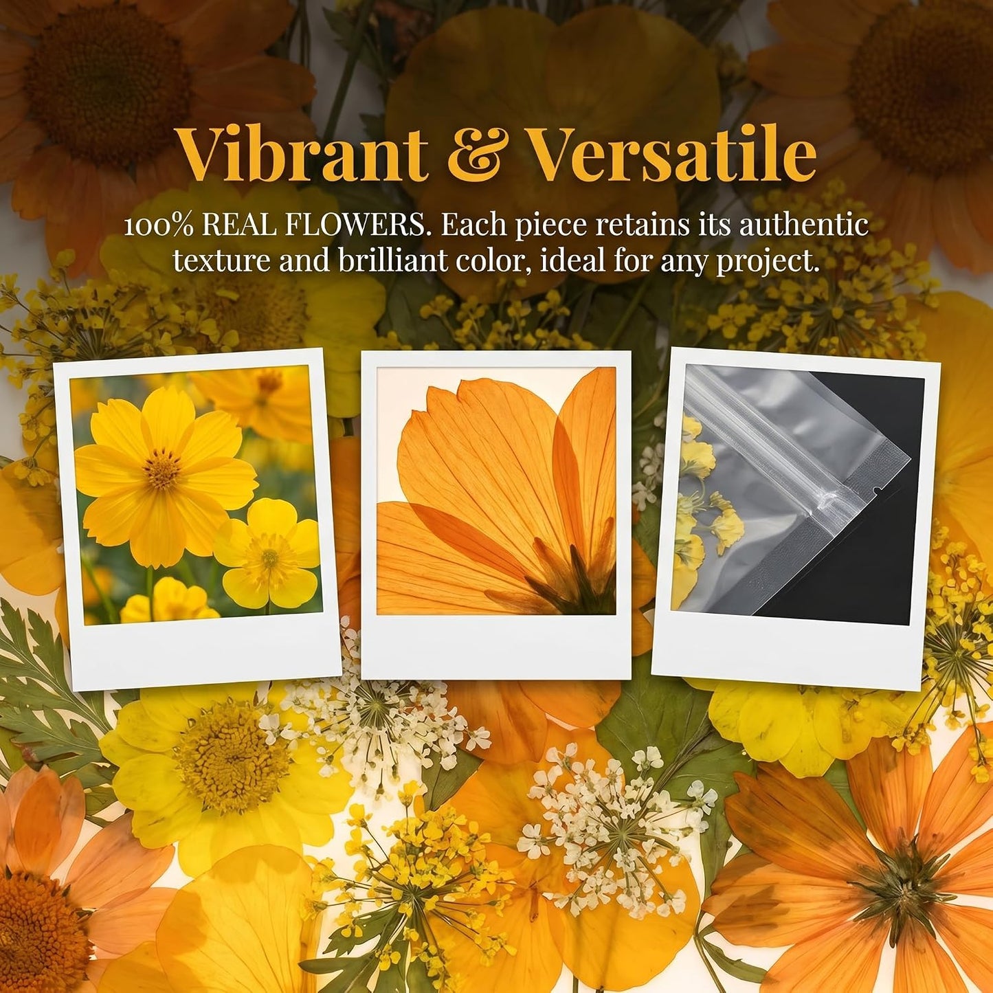 Orange Yellow Pressed Flowers Kit for Resin Bookmark DIY Craft | Kit for resin, bookmark & frame DIY craft