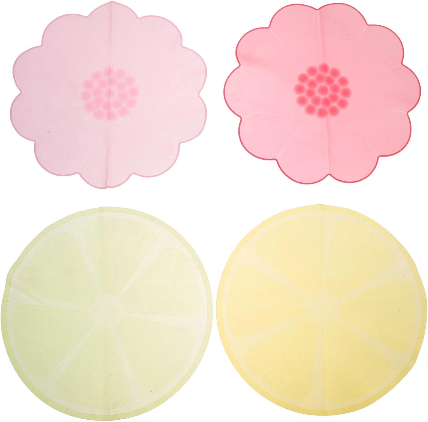 Silicone Stretch Lids for Bowls 4pcs Set, Food-grade Silicone Seal Covers in Rose Red, Light Pink, Yellow, and Green, Reusable Food Storage Bowl Covers for Kitchen and Fruit