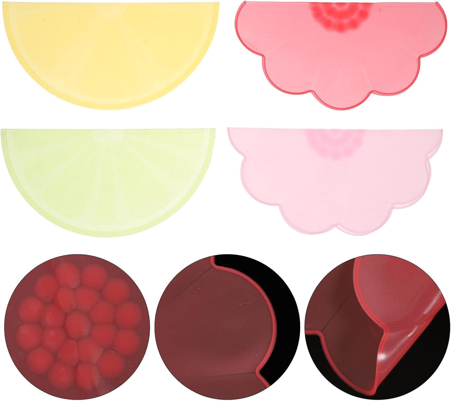 Silicone Stretch Lids for Bowls 4pcs Set, Food-grade Silicone Seal Covers in Rose Red, Light Pink, Yellow, and Green, Reusable Food Storage Bowl Covers for Kitchen and Fruit