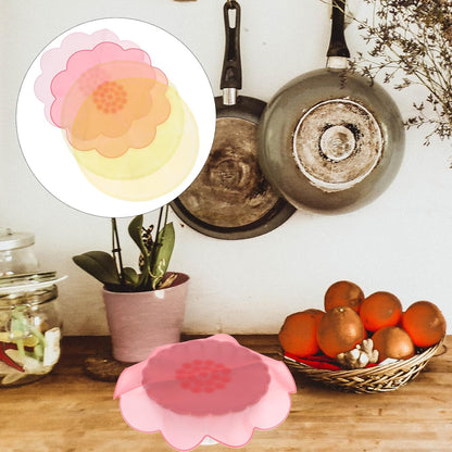 Silicone Stretch Lids for Bowls 4pcs Set, Food-grade Silicone Seal Covers in Rose Red, Light Pink, Yellow, and Green, Reusable Food Storage Bowl Covers for Kitchen and Fruit