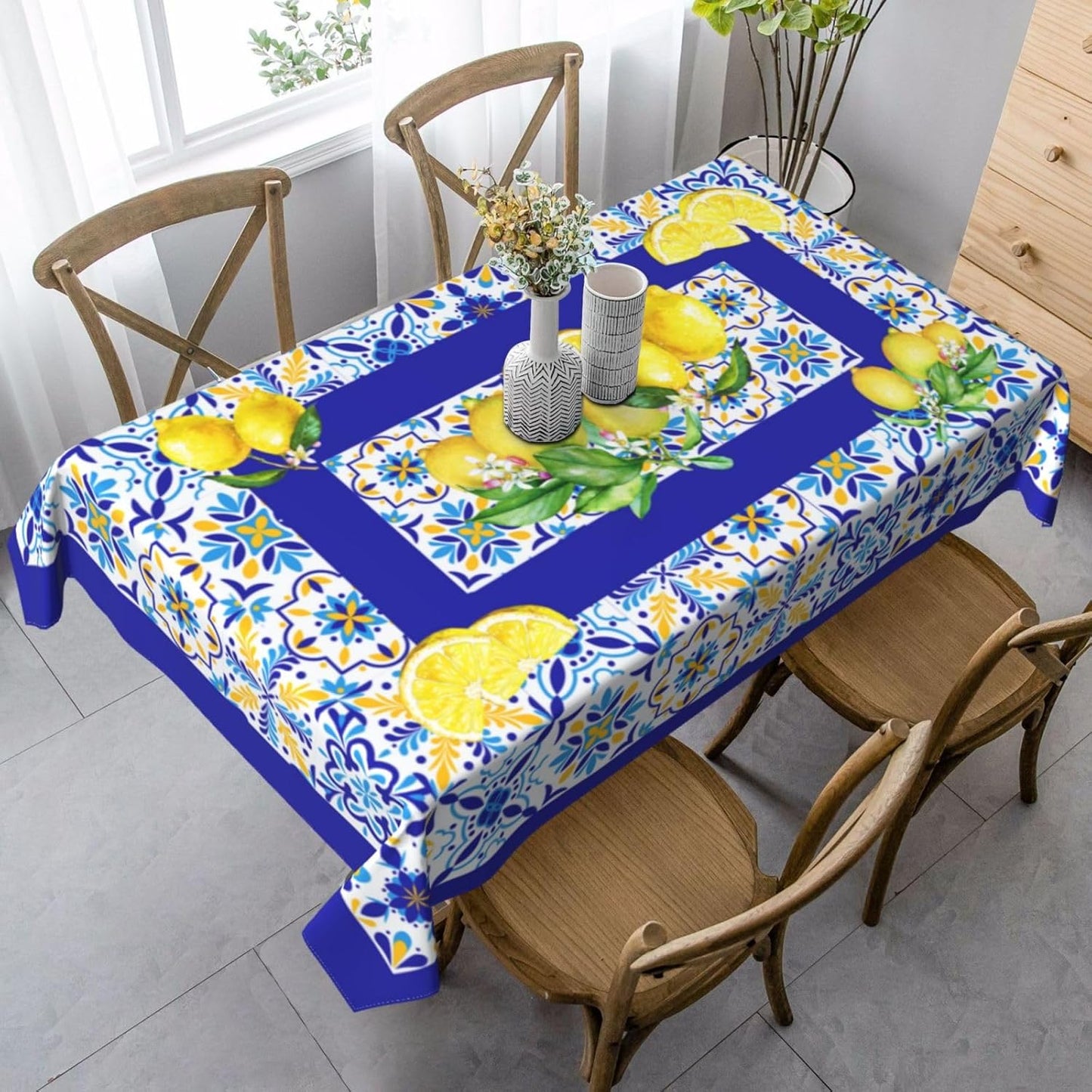 Lemon Rectangle Tablecloth Washable Table Cloth 60x90 Inch Table Cover Waterproof for Decoration Kitchen Dining Room