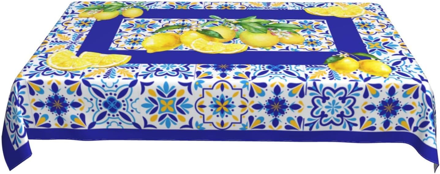 Lemon Rectangle Tablecloth Washable Table Cloth 60x90 Inch Table Cover Waterproof for Decoration Kitchen Dining Room