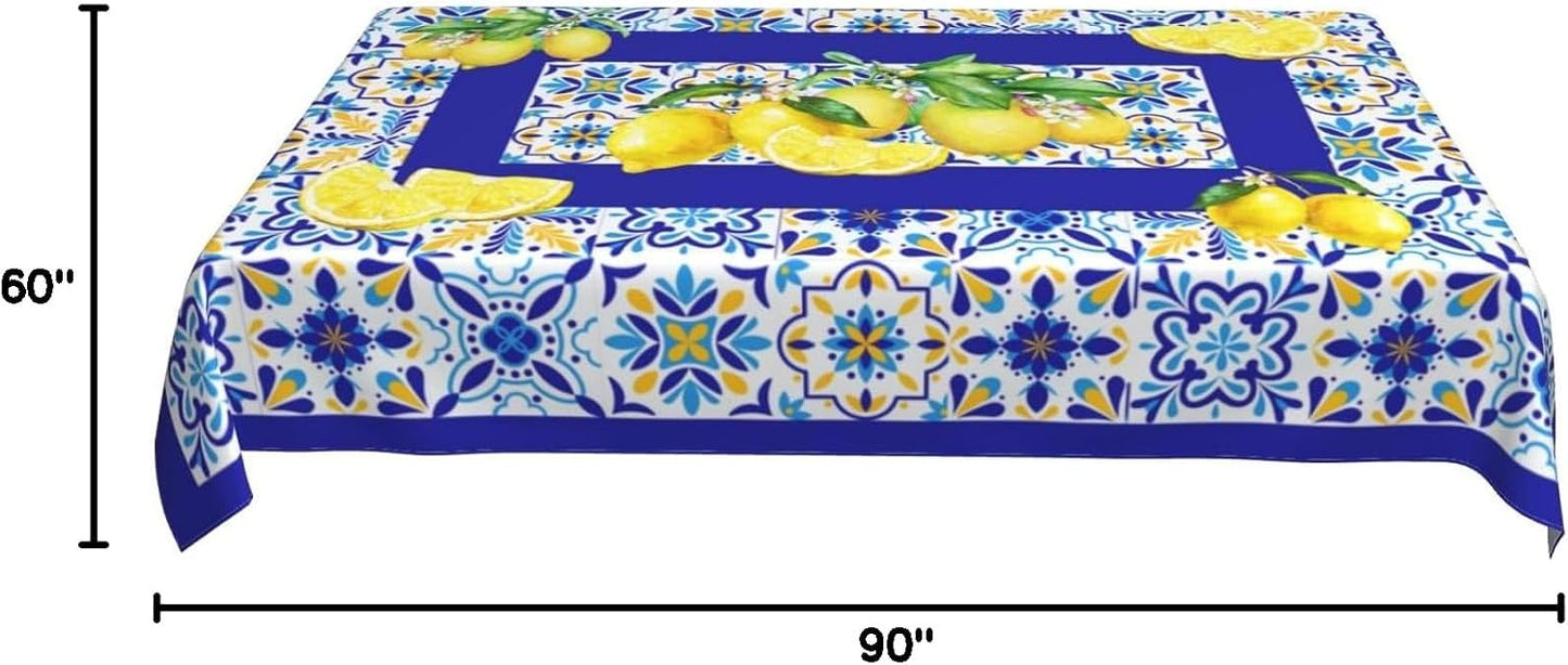 Lemon Rectangle Tablecloth Washable Table Cloth 60x90 Inch Table Cover Waterproof for Decoration Kitchen Dining Room