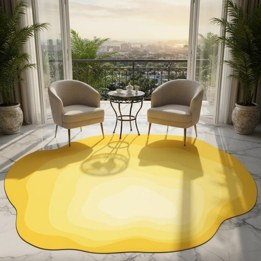 Modern Ombre Texture Lemon Yellow Area Rug 3x5 Easy Clean Non Skid Faux Wool Irregular Shape Rug for Living Room Diningroom Bedroom Hallway Laundryroom Home Office Classroom Minimalist Rugs