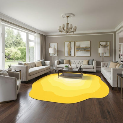 Modern Ombre Texture Lemon Yellow Area Rug 3x5 Easy Clean Non Skid Faux Wool Irregular Shape Rug for Living Room Diningroom Bedroom Hallway Laundryroom Home Office Classroom Minimalist Rugs