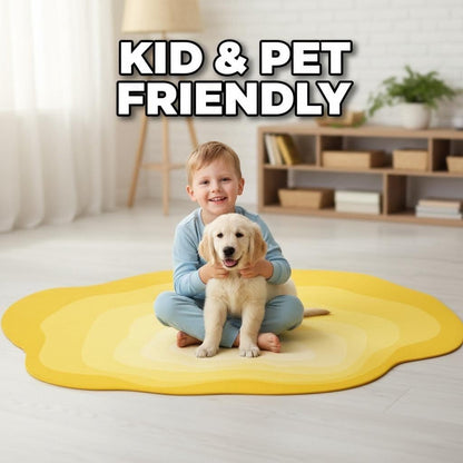 Modern Ombre Texture Lemon Yellow Area Rug 3x5 Easy Clean Non Skid Faux Wool Irregular Shape Rug for Living Room Diningroom Bedroom Hallway Laundryroom Home Office Classroom Minimalist Rugs