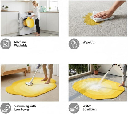 Modern Ombre Texture Lemon Yellow Area Rug 3x5 Easy Clean Non Skid Faux Wool Irregular Shape Rug for Living Room Diningroom Bedroom Hallway Laundryroom Home Office Classroom Minimalist Rugs