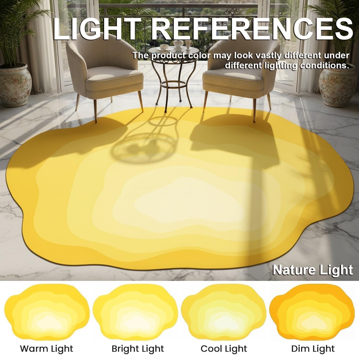 Modern Ombre Texture Lemon Yellow Area Rug 3x5 Easy Clean Non Skid Faux Wool Irregular Shape Rug for Living Room Diningroom Bedroom Hallway Laundryroom Home Office Classroom Minimalist Rugs