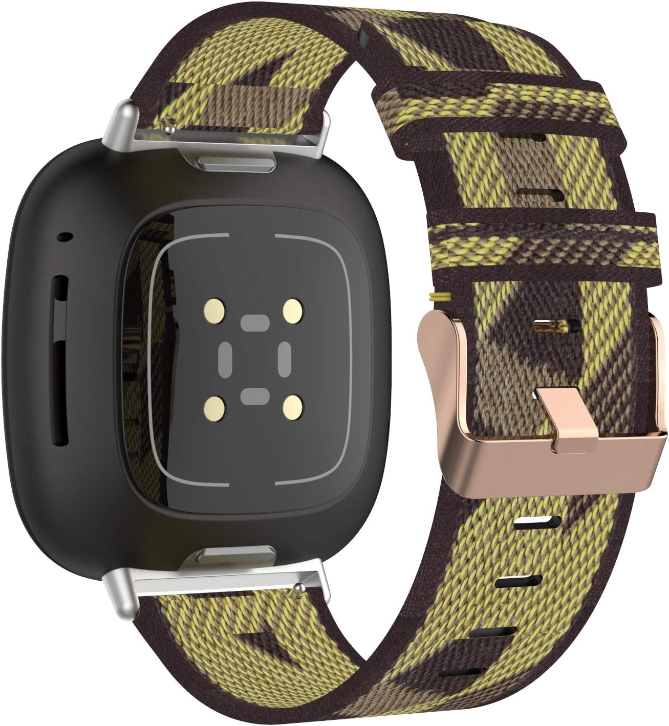 Canvas Quick Release Band Strap Compatible with Fitbit Sense 2/Sense/Versa 4/Versa 3 Band for Women Men Lightweight Fabric Replacement Woven Bracelet Wristband for Versa 4 Smartwatch