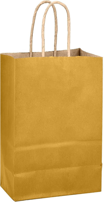 Mustard Yellow Gift Bag with Handles Bulk 24Pcs Paper Bags -8.3"x6"x3. 15" Party Favor Bags - Solid Color