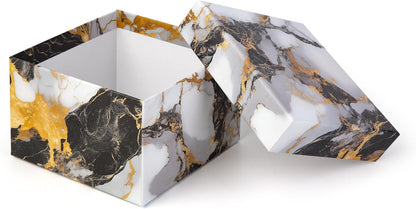 Square Gift Boxes with Lids 4pc Set | Gold Marble Nesting Gift Boxes for Presents Birthday Wedding Bridesmaid Christmas
