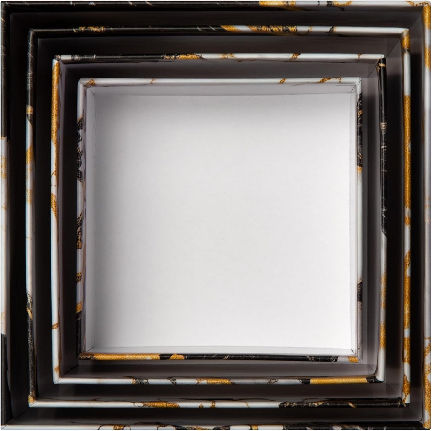 Square Gift Boxes with Lids 4pc Set | Gold Marble Nesting Gift Boxes for Presents Birthday Wedding Bridesmaid Christmas