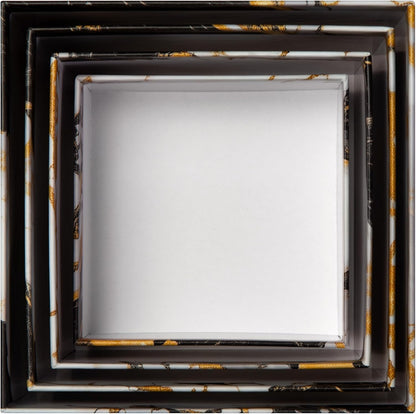 Square Gift Boxes with Lids 4pc Set | Gold Marble Nesting Gift Boxes for Presents Birthday Wedding Bridesmaid Christmas