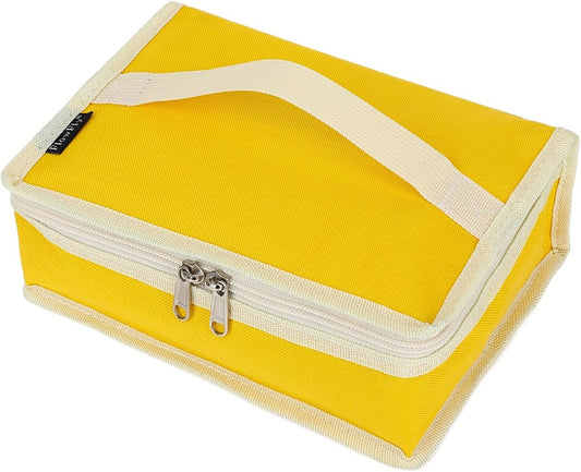 Small Insulated Lunch box Portable Soft Bag Mini Cooler Thermal Meal Tote Kit with Handle for Work & School, Bright Yellow