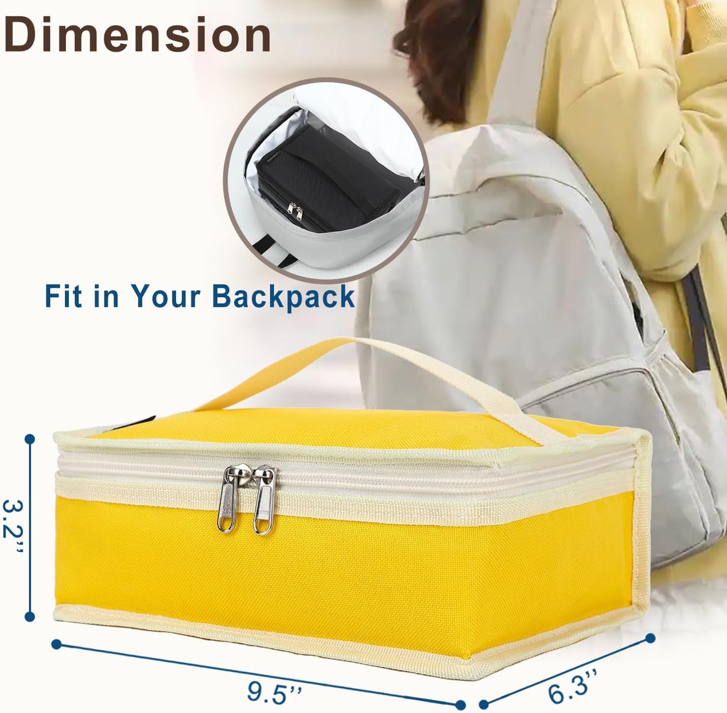 Small Insulated Lunch box Portable Soft Bag Mini Cooler Thermal Meal Tote Kit with Handle for Work & School, Bright Yellow