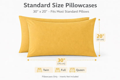 Ultra Soft Brushed Microfiber Standard Size 20"x30" Pillowcases Pair Set of 2 with Envelope Closure (Spicy Mustard, 20"x30" Standard)