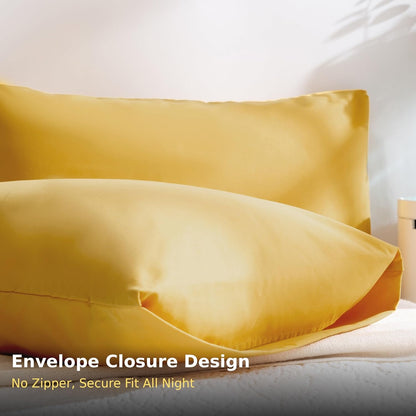 Ultra Soft Brushed Microfiber Standard Size 20"x30" Pillowcases Pair Set of 2 with Envelope Closure (Spicy Mustard, 20"x30" Standard)