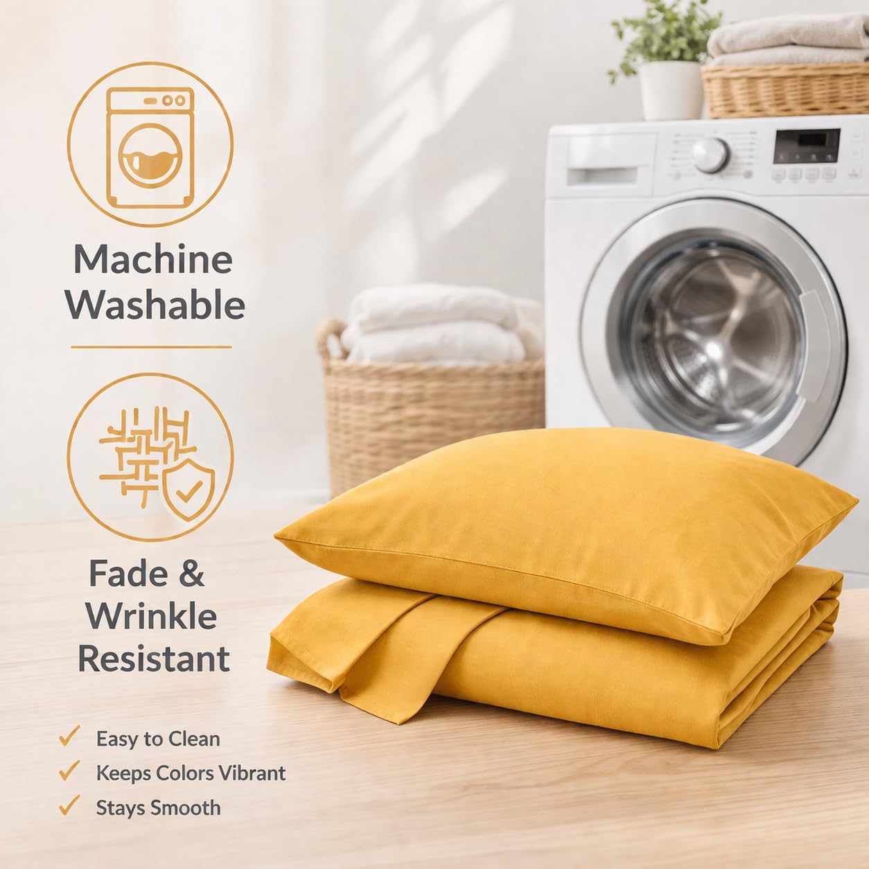 Ultra Soft Brushed Microfiber Standard Size 20"x30" Pillowcases Pair Set of 2 with Envelope Closure (Spicy Mustard, 20"x30" Standard)